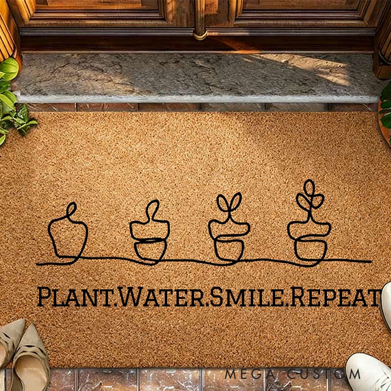Personalized One line growing plant Doormat for Garden Lovers