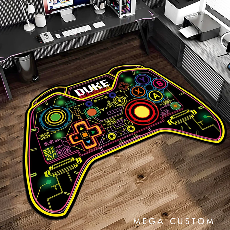 Personalized Game Console Rug Gamer Rug Colorful Rug Custom Play Room Rug Game Decor Awesome Rug E-Sport Rug Geek Gaming Lover Gift