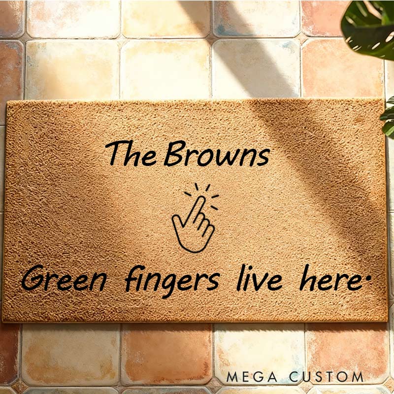Personalized Green Thumb Welcome Doormat for Garden Lovers