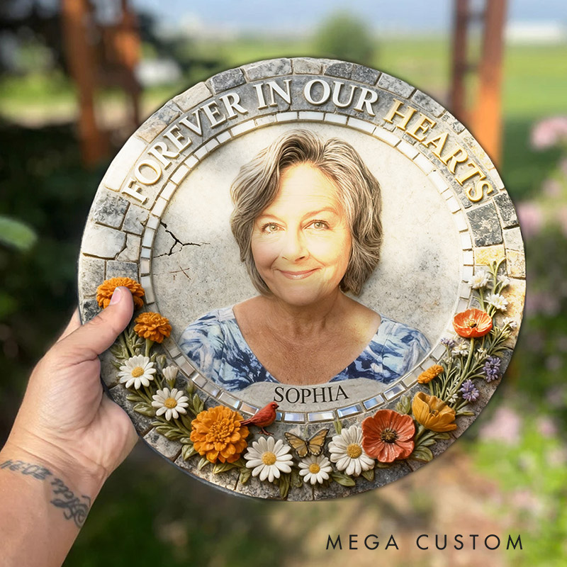 Personalized Memorial Stone Forever In Our Hearts for Loss of Loved One Sympathy Gift Slate Grave Marker Keepsake Bereavement Gift