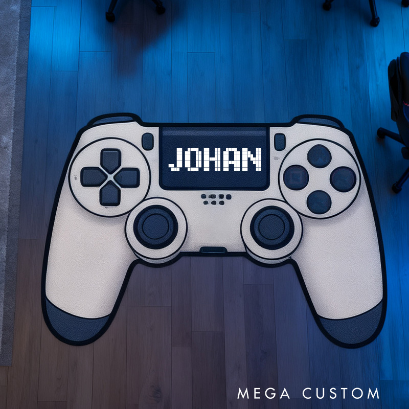Personalized Retro Gamepad Themed Digital Print Carpet for Gamer Room Stream Setup or Teen Bedroom Decor Geek Gaming Lover Gift