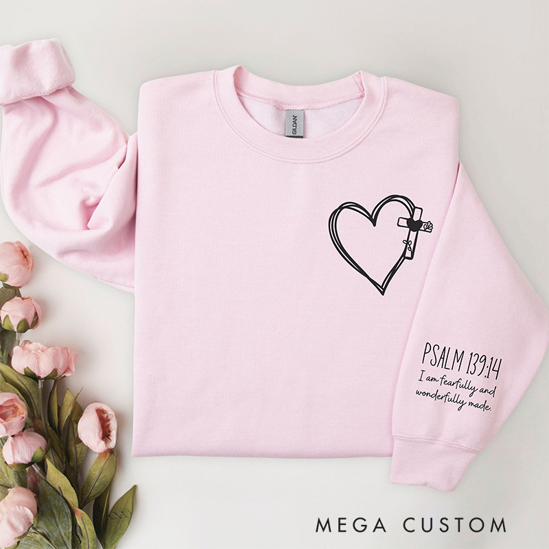 Personalized Bible Verse Sleeve Print Christian Classic Sweatshirts Christian Couple Sweatshirts Faith Based Gift Religious Christian Gift for Her