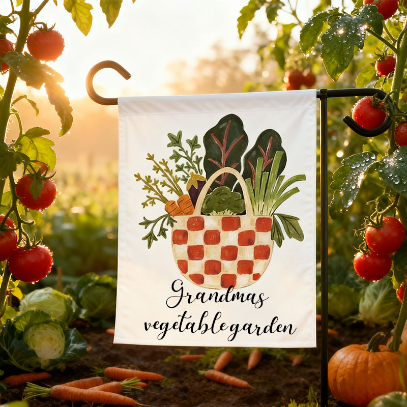 Personalized Harvest Basket Garden Flag Yard Flag Spring Garden Flag Summer Decor Double Sided for Garden Lovers