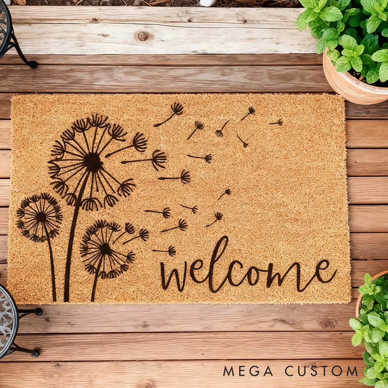 Personalized Dandelion Dream Doormat Welcome Doormat for Garden Lovers
