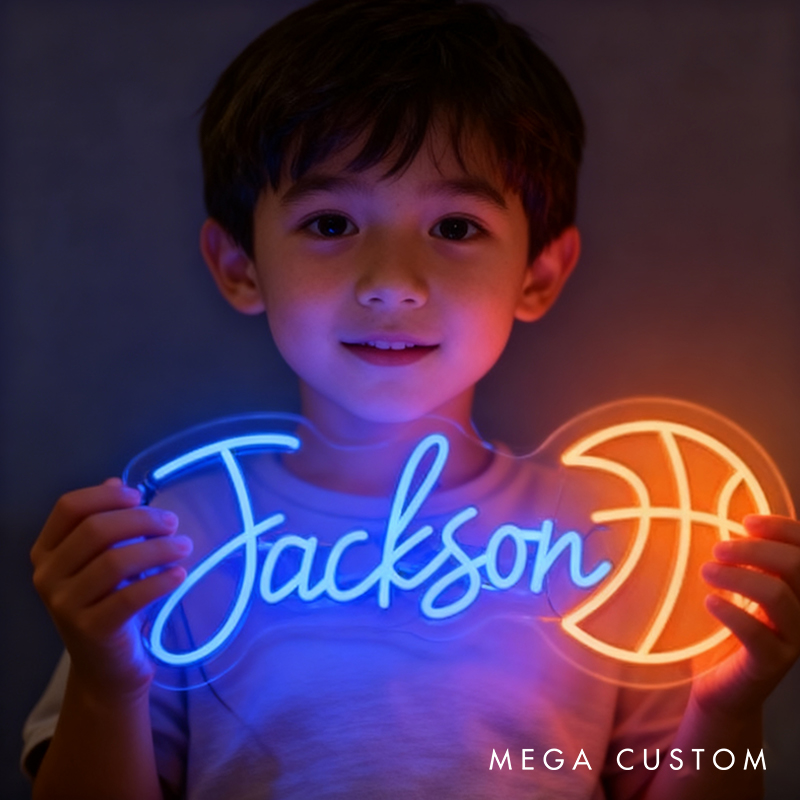Personalized Basketball Neon Sign with Custom Name for Basketball Enthusiasts