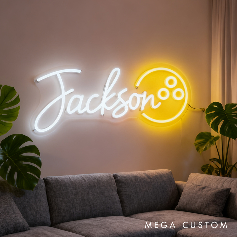 Personalized Bowling Neon Sign with Custom Name for Game Room Decor and Fun Spaces