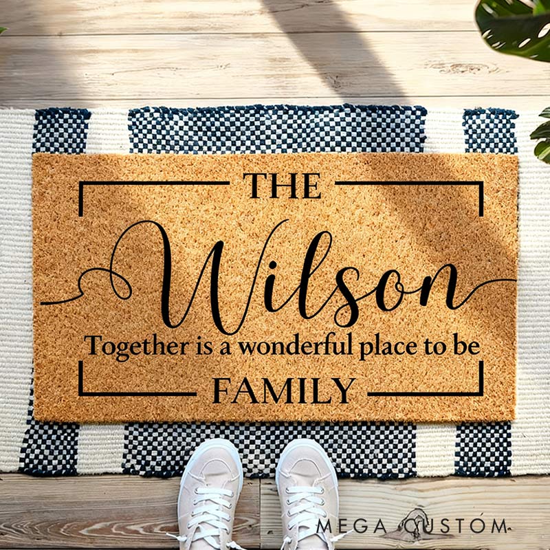 Personalized Welcome Doormat Custom Coir Mat With Family Names Welcome Outdoor Indoor Mat Housewarming Gift