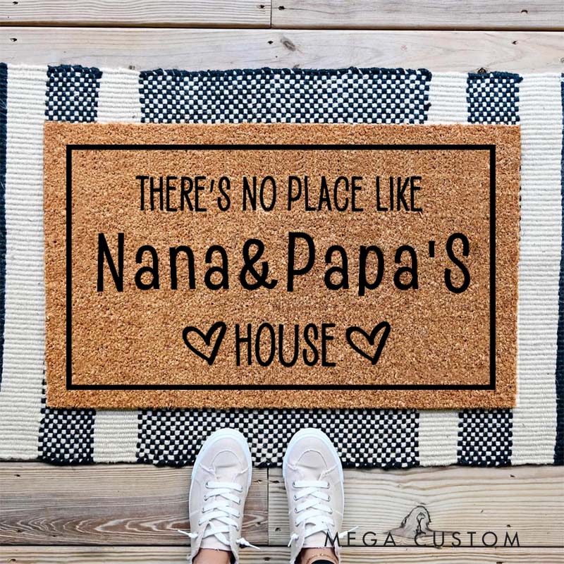 Theres No Place Like Grandparents House Doormat Custom Welcome Mat for Grandparents Gift Personalized Home Decor Nana And Papa Housewarming Gifts