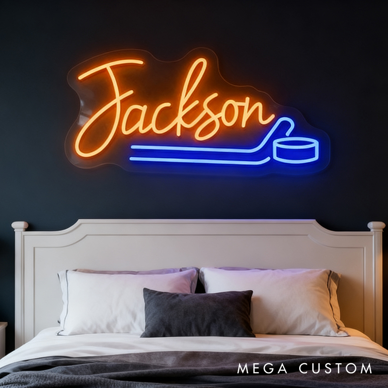 Personalized Ice Hockey Neon Sign with Custom Name for Ice Hockey Fans and Bedrooms 