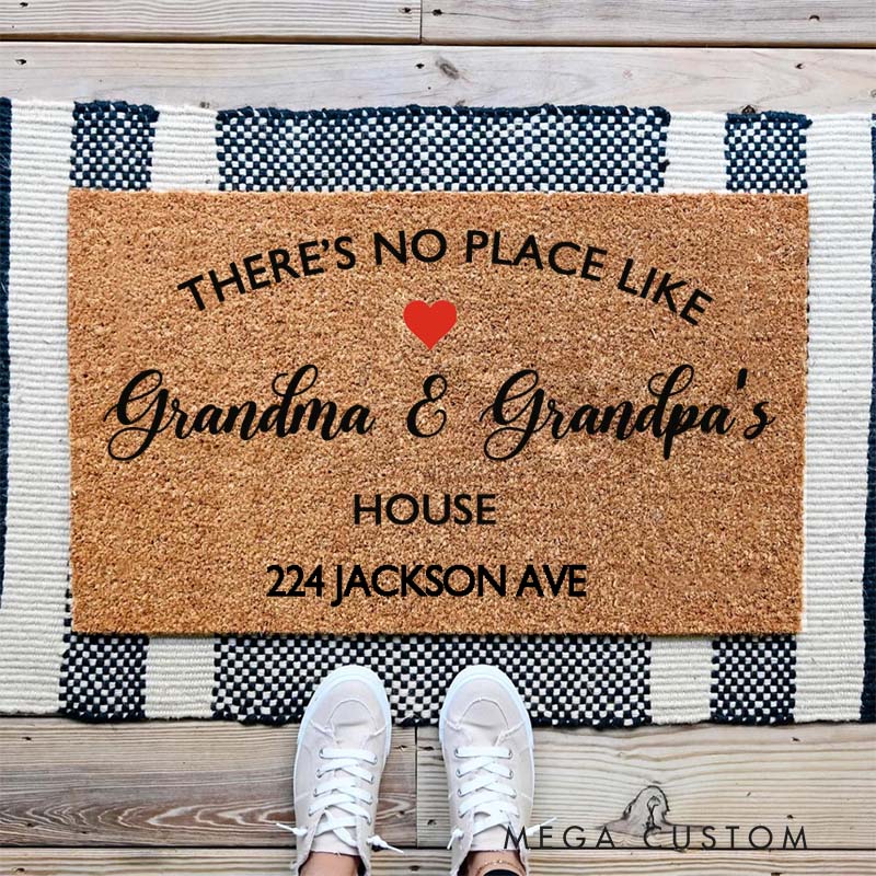 There's No Place Like Grandma & Grandpas House Coir Doormat Welcome Doormat Anniversary Gift Home Decor Family Day Gift Housewarming Gifts