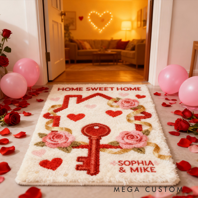 Personalized Home Sweet Home Doormat Custom Name Rug for Couples New Home Gifts Valentine's Day Gifts