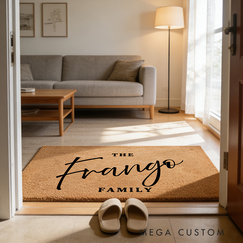 Personalized Family Name Doormat Modern Outdoor Welcome Mat Custom Coir Mat with Name Housewarming Gift 