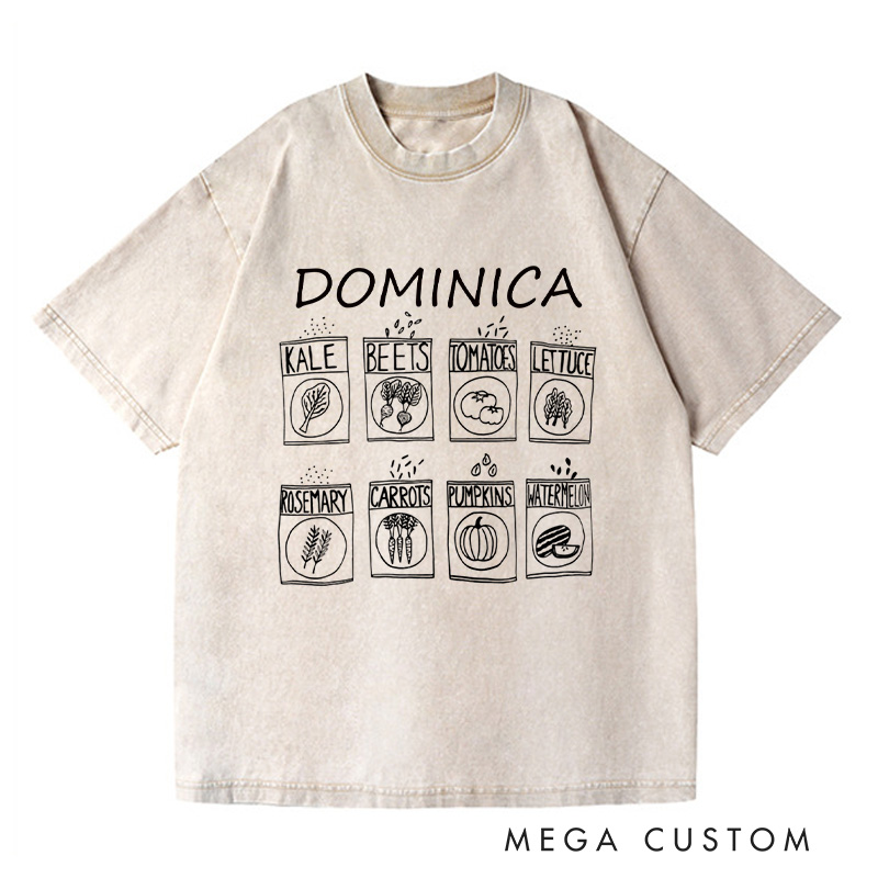 Personalized Garden Washed T-Shirts Kale Shirt Foodie Gift Gardening Gift Vegetable Shirt Plant Lover Gift