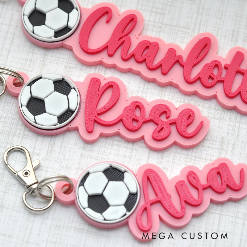 Personalized Soccer 3D Keychain Custom Name for Athletes and Enthusiasts Valentine's Day Gifts 