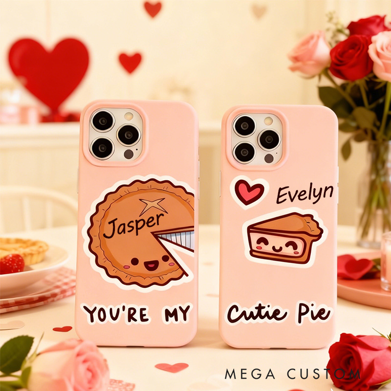 Personalized Couple Phone Case Sweet Pie Phone Cases with Custom Name for Baking Lovers 