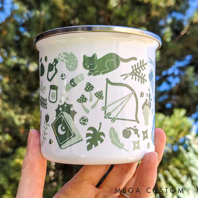 Personalized Adventure Is Calling Enamel Mug Dandd Mug Gifts for Hiking Outdoor Adventure Enthusiasts