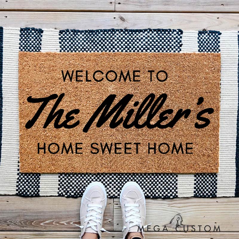 Personalized Sweet Home Doormat Custom Welcome Mat with Name for Couple Valentine's Day gifts Housewarming Gift