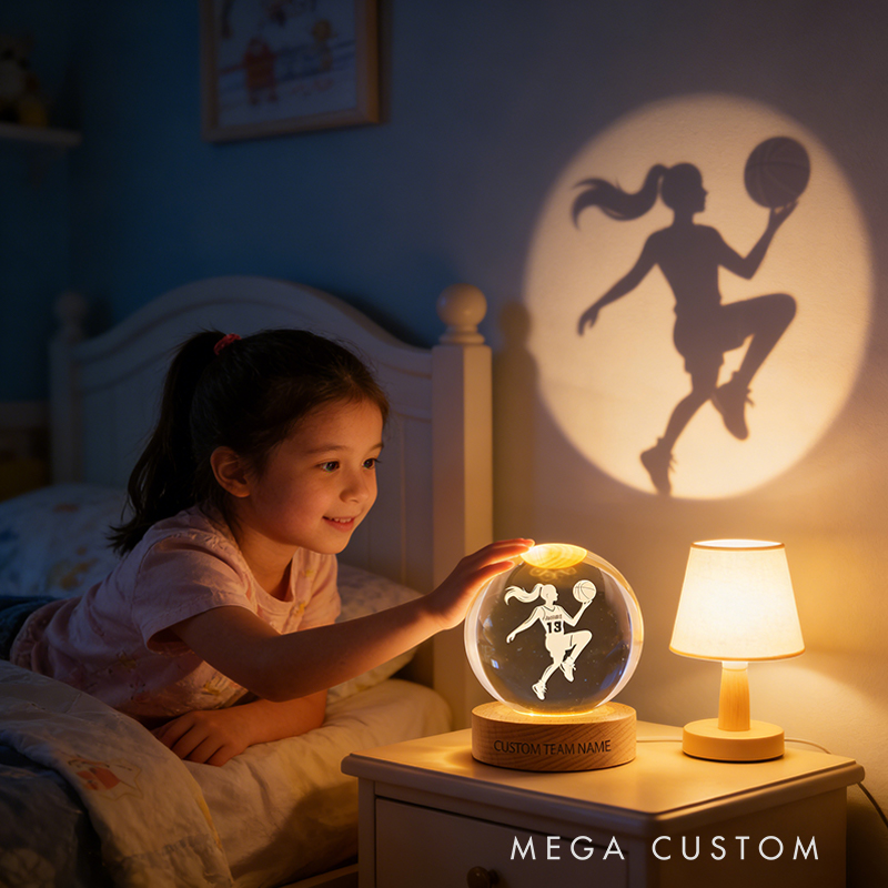 Personalized LED Basketball Crystal Ball Custom Text for Female Athletes