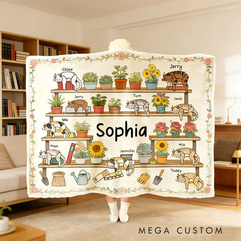 Personalized Blanket Hoodie Custom Wearable Blanket Hoodie with Name for Gardening Lovers 