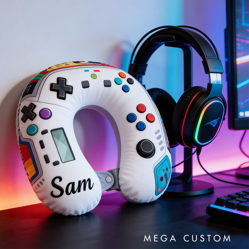 Personalized Gamer U-Shaped Pillow for Game Lovers Travel Neck Pillow Christmas Gift for Kids