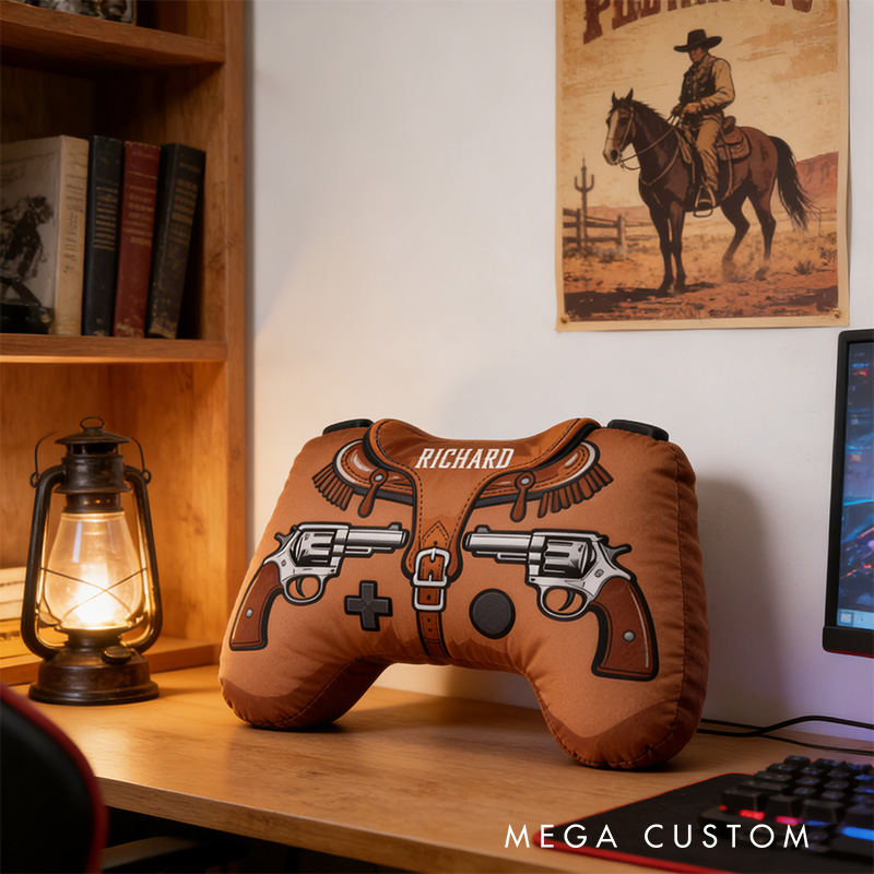 Personalized Graphic 3D Print Western RPG Game Controller Shaped Pillow for Game Lovers Plush Pillow Christmas Gift for Kids