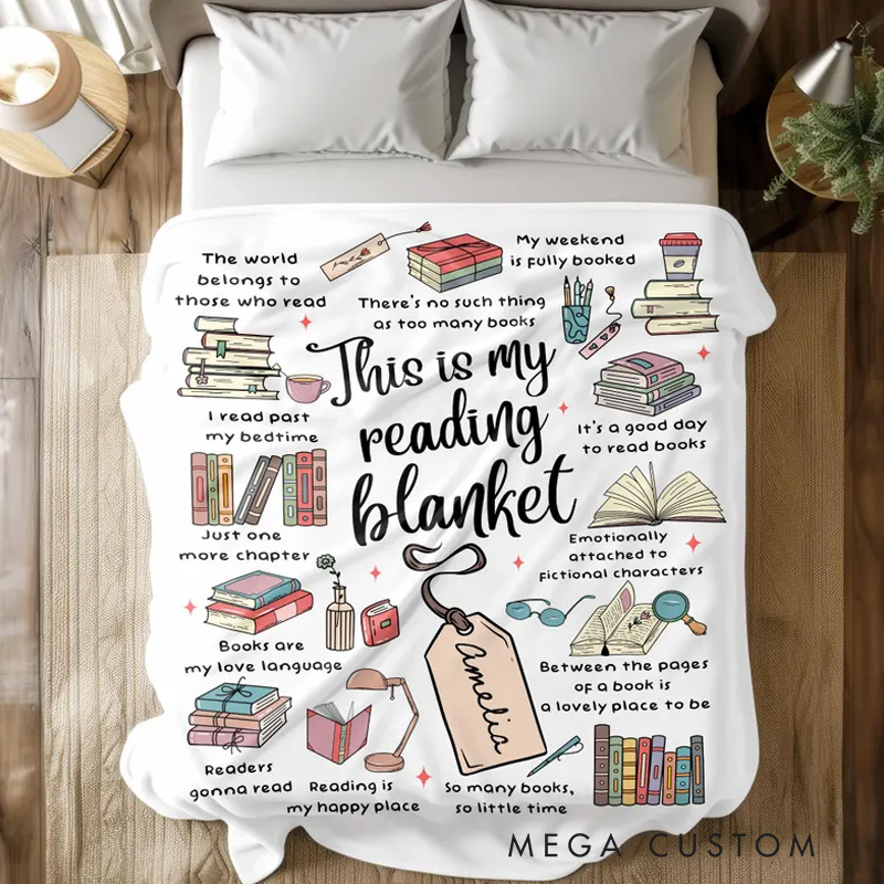 Personalized This is my Reading Throw Blanket Custom Book Blanket for Book Lovers Reader Blanket with Name for Bookworm Librarian Gift