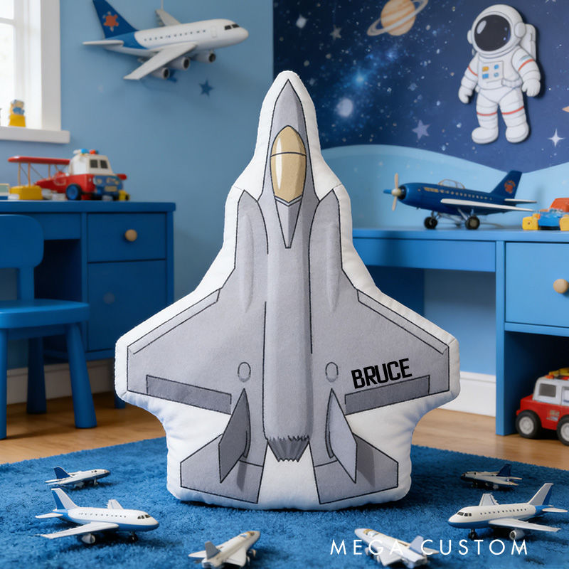 Personalized Custom Jet Plane Pillow for Kids Space Enthusiasts Gift Adventure Lovers Gift for Kids