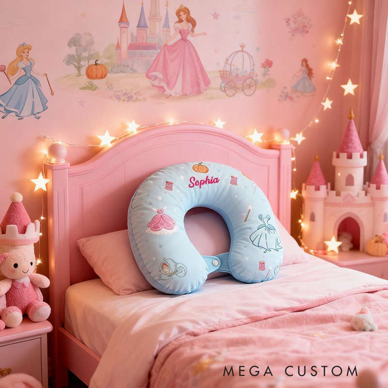 Personalized Graphic 3D Print Tale Blue Fairy Pillow with Custom Name for Magic Lovers Travel Neck Pillow Christmas Gift for Kids