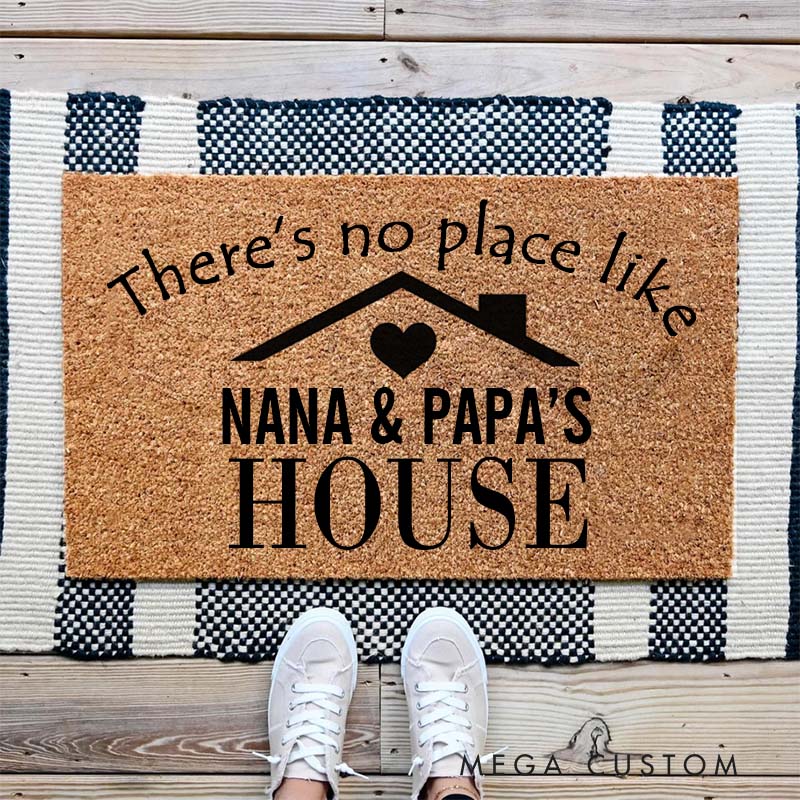 Personalized There’s No Place Like Nana and Papa’s House Welcome Mat Door Mat Home Doormat Grandparents Gift Grandma and Grandpa Memaw