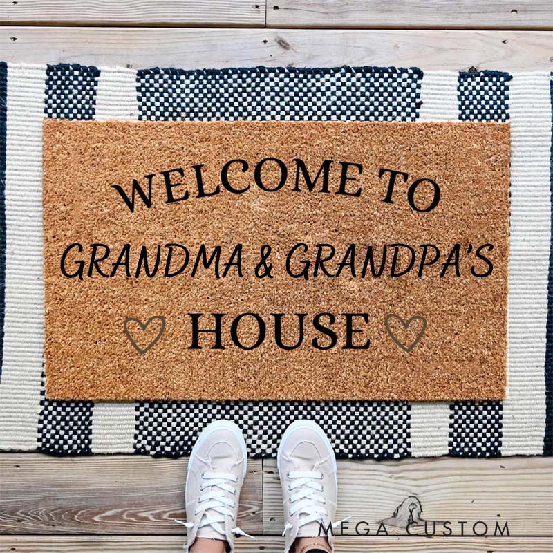 Personalized Welcome to Our House Doormat Housewarming Gift Durable Welcome Mat for New Home Indoor Outdoor Door Mat Family Home Decor Rug