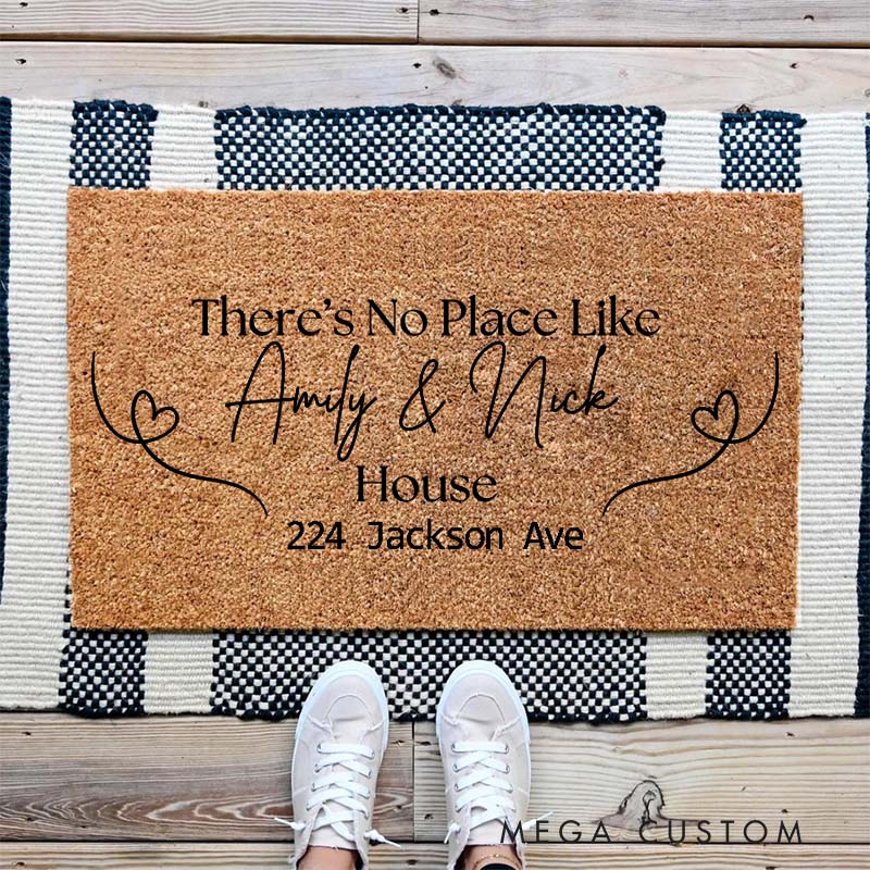 Personalized There's No Place Like Doormat Custom House Doormat Durable Coir Rug Decorative Accent For Entryways Housewarming Wedding Or Couple Gifts