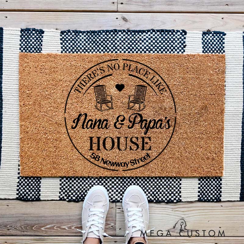 Personalized There's No Place Like Doormat Custom Nana & Papa’s House Doormat Grandparents Day Gift Welcome Door Mat Home Doormat Grandma Gift