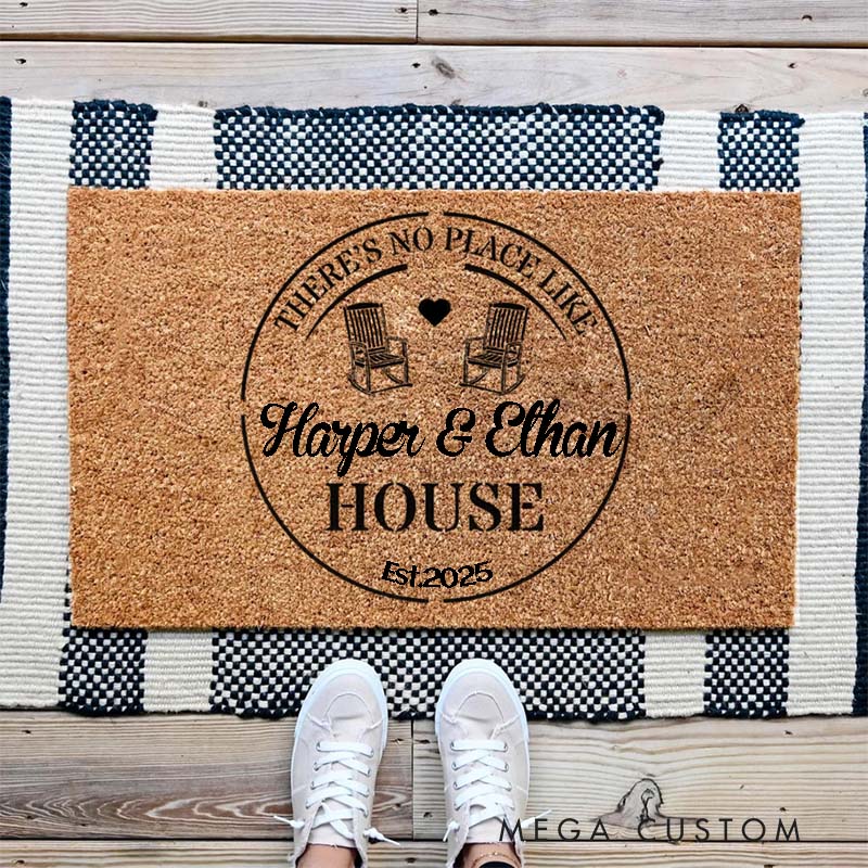 Personalized There's No Place Like Doormat Custom Couple House Doormat Decorative Accent For Entryways Or Housewarming Valentine's Day gifts