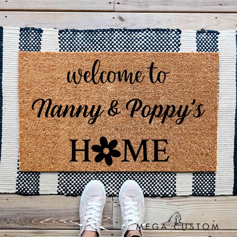 Personalized Welcome Doormat Custom Home Mat with Name for Grandparent Gifts Housewarming Gift