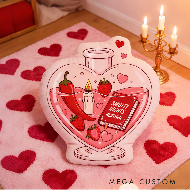 Personalized Book Lover Throw Pillow Graphic 3D Smutty Night Pillow with Name for Girlfriend Wife Bookish Bookworm Valentines Gift