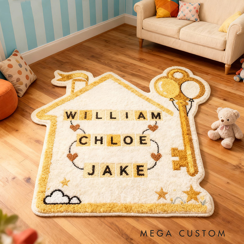 Personalized Sweet Home Doormat Custom House-Shaped Rug with Name New Home Gift Housewarming Gift