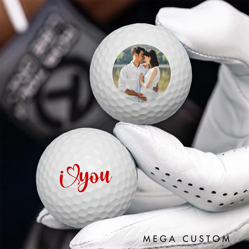 Personalized "I Love You" Golf Balls with Custom Photo Design