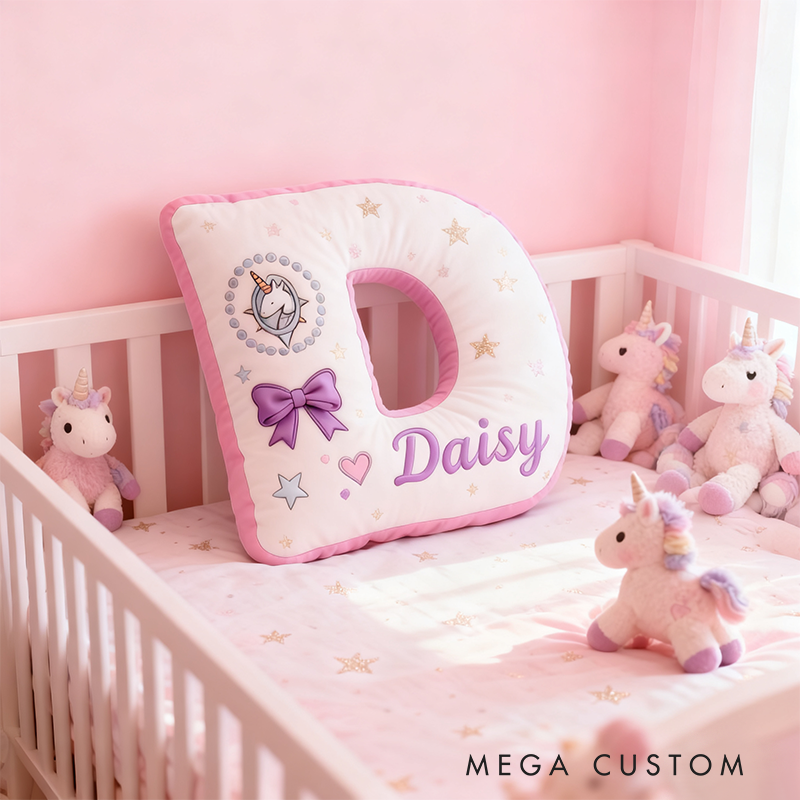 Personalized Cute Letter Pillow Custom Name Pillow Soft Decorative Graphic 3D Print Pillow for Her