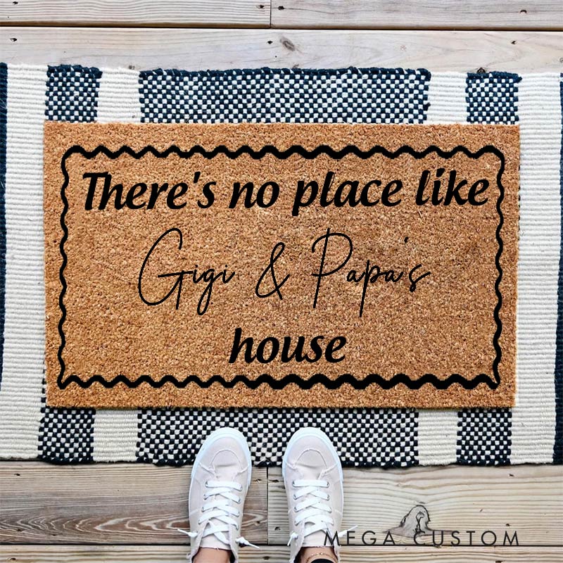 Personalized Welcome Doormat There's No Place Like House Custom Home Mat with Name for Grandparent Gifts Housewarming Gift