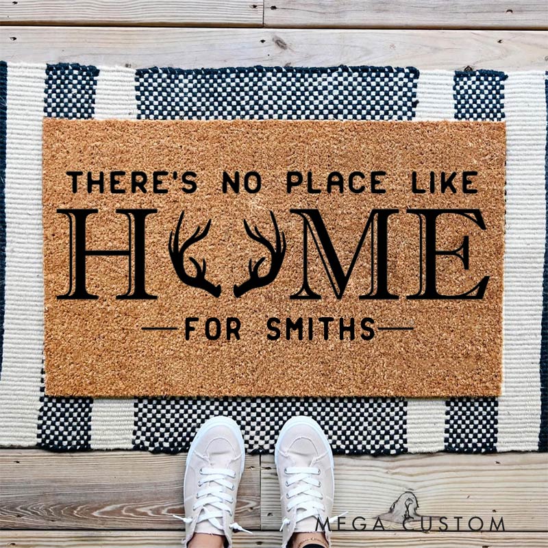 Personalized Welcome Doormat There Is No Place Like Home Custom Home Mat with Name for Couple Family Gift Housewarming Gift