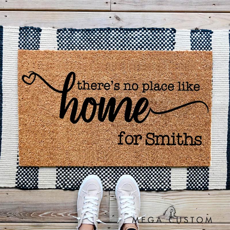 Personalized Welcome Doormat There Is No Place Like Home Custom Home Mat with Name for Couple Family Gift Housewarming Gift