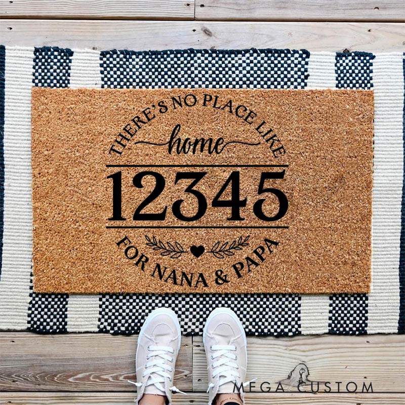 Personalized Welcome Doormat There Is No Place Like Home Custom Home Mat with Name for Grandparent Housewarming Gift
