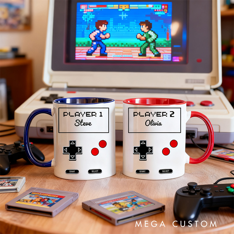 Personalized Gamer Couple Gift Retro Gaming Coffee Cups Matching Video Game Mugs Mr & Mrs Mug for Game Lovers Couples