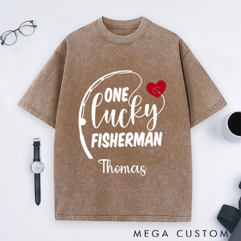 Personalized Couples Fishing T-Shirts Lucky Fisherman and Best Catch Design Custom Name Perfect Gift for Couple Husband Fishing Lovers and Outdoor Adventures