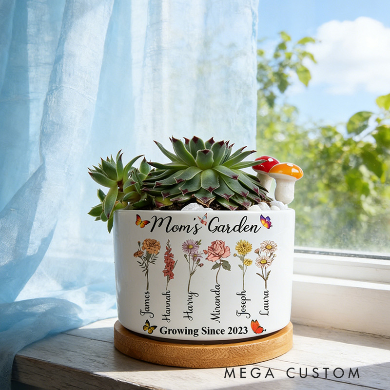 Personalized Birth Flower Succulent Planter Mother's Day Gift Gift for Grandma Custom Name Flower Plant Pot Garden Lover Gift 