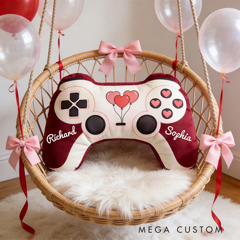 Personalized Love Game Couple Controller Shaped Pillow for Game Lovers Valentines Day Gift Plush Pillow Christmas Gift for Couples