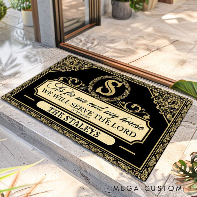 Personalized Welcome Doormat As For Me And My House We Will Serve The Lord Custom Home Mat with Name for Family Housewarming Gift
