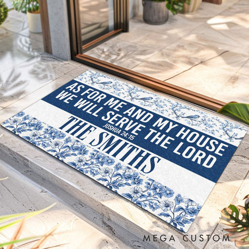 Personalized Welcome Doormat As For Me And My House We Will Serve The Lord Custom Home Mat with Name for Religious Family Housewarming Gift