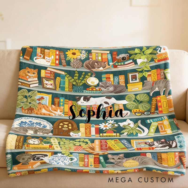Personalized Botanical Book Nook Blanket Custom Blanket for Book Lovers  Bookworm Librarian Gift