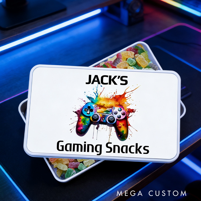 Personalised Gaming Snacks Tin Gift for Teenage Boy Treat Box Christmas Gift for Him Gift for Gamers